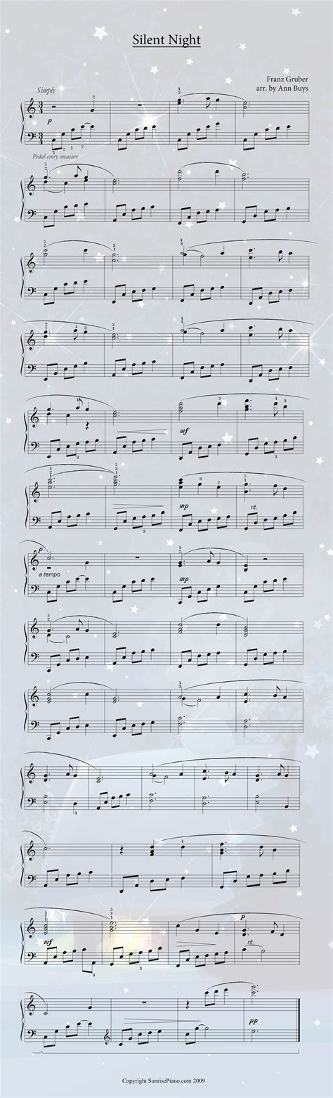 Silent Night Intermediate Piano Sheet Music