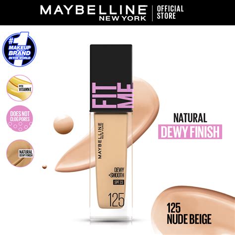 Maybelline New York Ny Fit Me Dewy Smooth Liquid Foundation Spf 23 125 Nude Beige 30ml For