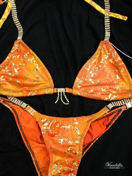 Yellow Bikini Competition Suit Rhinestone Connectors