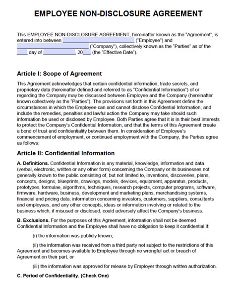 Non Disclosure Agreement Form Mt Home Arts