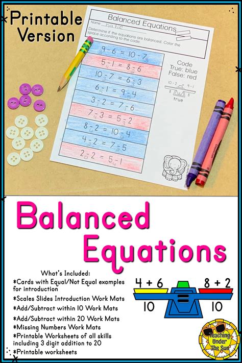 Balance Equation And Equal Equations Have Never Been More Fun Use These Balancing Equation