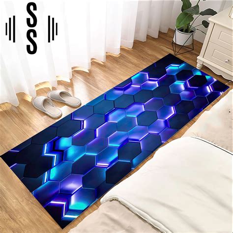 Cool Neon Hexagons Rug Big Shining Rug Hexagon Pattern Rug Etsy UK