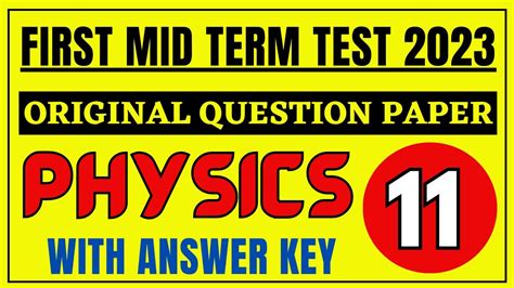 11th Physics First Mid Term 2023 Question Paper 11th Physics First