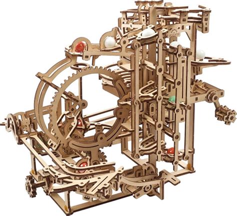 Ugears Stepped Hoist Marble Run Wooden Mechanical Model Kit Toy Box