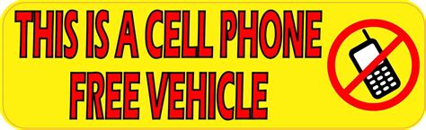 10in x 3in Cell Phone Free Vehicle Sticker Vinyl Safety Bumper Stickers