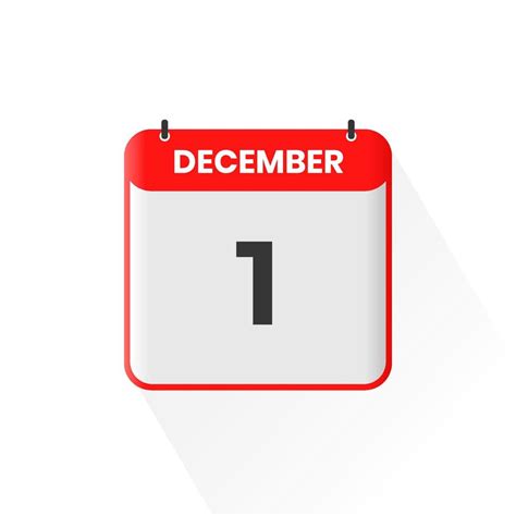 1st December Calendar Icon December 1 Calendar Date Month Icon Vector