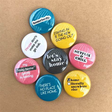 Introvert Flair Buttons Set Of 8 Pins Badges Magnets Homebody Hygge