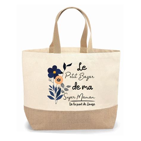 Sac Cabas Jute Personnalisable Pour Maman Mamie Marraine Etsy France