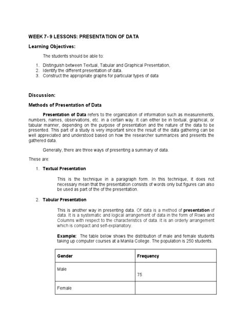 Presentation Of Data Pdf Pie Chart Data