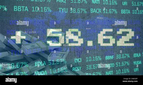 Image Of Stock Market Data Processing Over World Map Against Stack Of