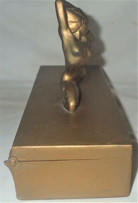 Antique Usa Art Deco Nude Lady Mcclelland Barclay Bronze Statue Box