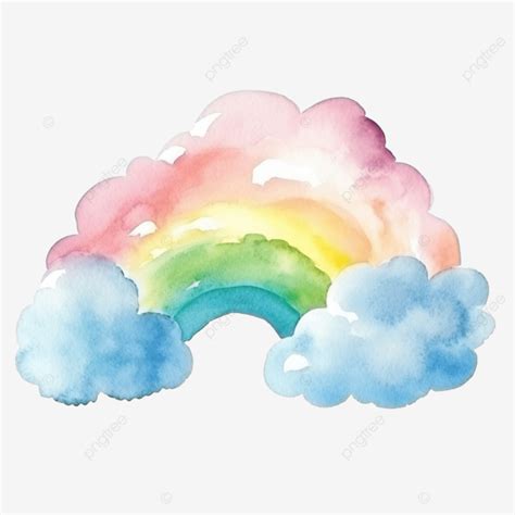 Watercolor Rainbow Cloud Rain Watercolor Cloud Png Transparent Image