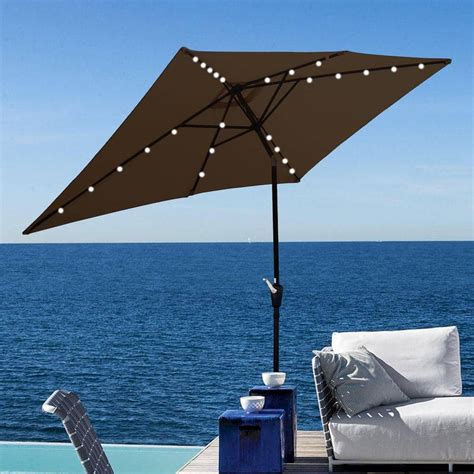 Sunrinx Ft Steel Market Solar Tilt Rectangular Patio Umbrella In