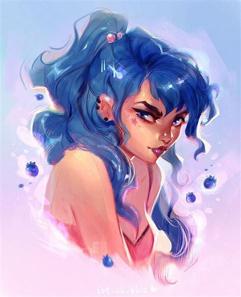 Art By Lotusbubble On Insta Blueberry Girl Digital Art Girl