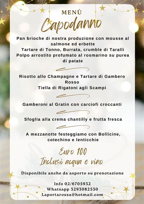 MENU CAPODANNO Ristorante Pugliese Milano