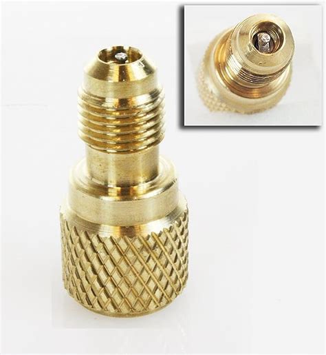 Ac R134a Brass Adapter Freon Fitting 1 4 Male To 1 2 Female W Valve Core Automotive