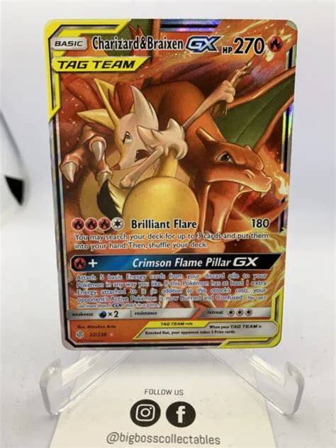 Charizard Braixen Gx Sm Cosmic Eclipse Holo Ultra Rare Pokemon