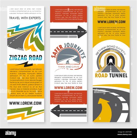 Road Trip And Safety Travel Company Banners Set Vector Templates For