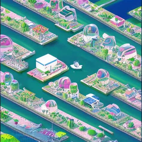 Isometric View Of A Marina By Chiho Aoshima Stable Diffusion Openart