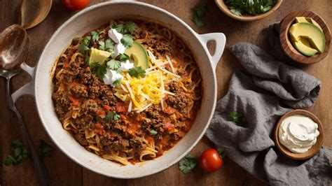 Satisfy Your Cravings With This Creamy Taco Spaghetti Casserole