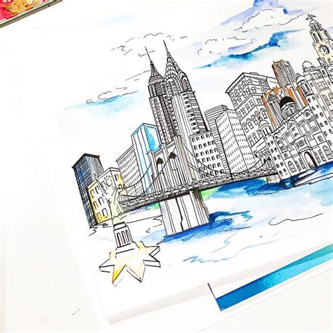 Cityscape Line Drawing at PaintingValley.com | Explore collection of ...