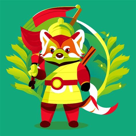 Ilustração vetorial do guerreiro panda vermelho Vetor Premium