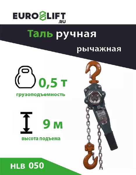 Таль ручная цепная 0,5т 9 м рычажная EURO-LIFT - купить с доставкой по ...