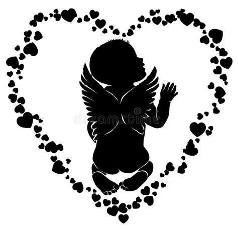 Angel Baby With Wings In Hearts Stock Vector Illustration Of