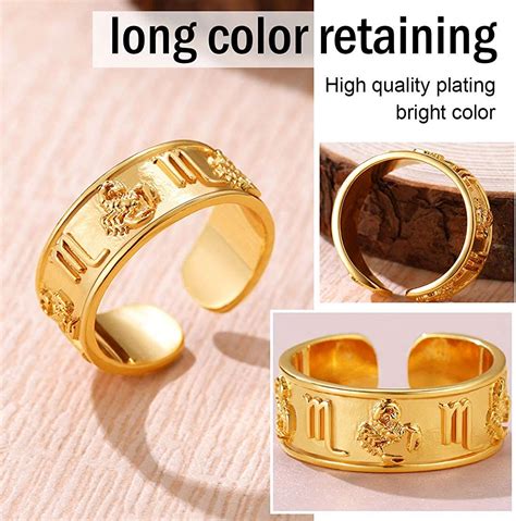 Buy Findchic 18k Gold Plated Horoscope Zodiac Band Rings Constellation