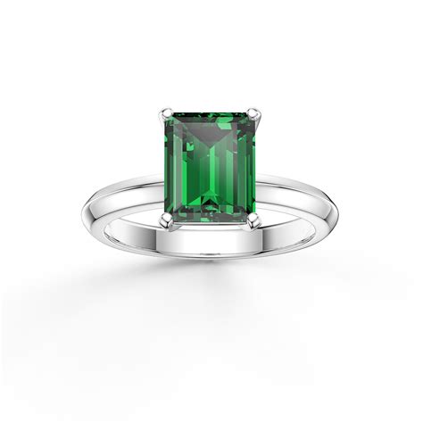 Unity 3ct Emerald Cut Emerald Solitaire 18k White Gold Engagement Ringjian London18k Gold Rings