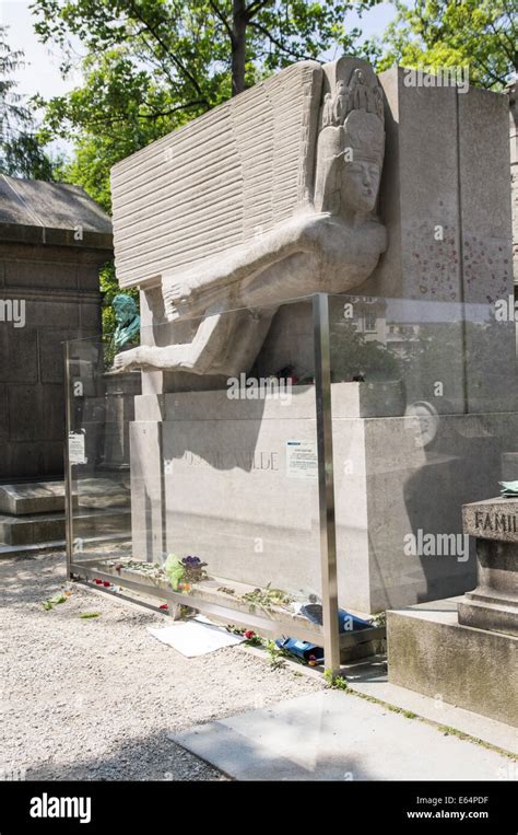 Tomb Monument Sculpture Statue Of Oscar Wilde In Pere Lachaise Cemetery