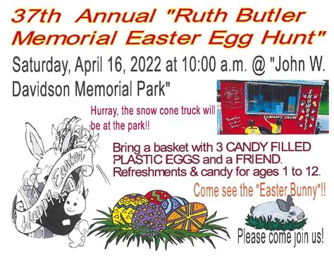 Th Annual Ruth Butler Memorial Easter Egg Hunt Town Of Woodworth