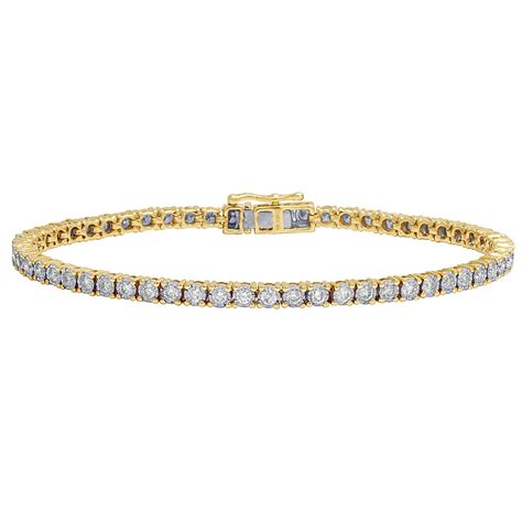 Jewelry Unlimited Mens 1 Row Tennis Real Diamond Bracelet 10k Yellow