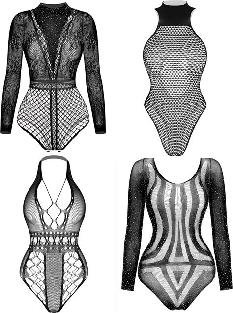 Amazon Avidlove Fishnet Exotic Lingerie For Women Teddy Mesh Chemise Bodysuit Naughty