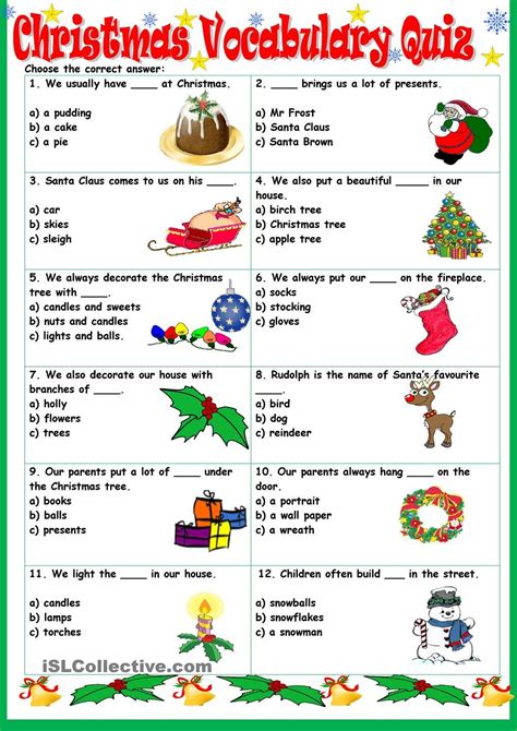 Christmas English Exercises Vocabulary And Worksheets