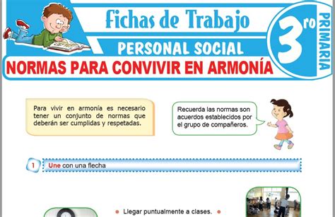 Normas Para Convivir En Armonía Para Tercero De Primaria Fichas De Trabajo