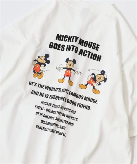 Tシャツ Tシャツ Disney（ディズニー）ミッキーマウスワンポイント刺繍キャラクターバックプリントtシャツ メンズ レディース レディース