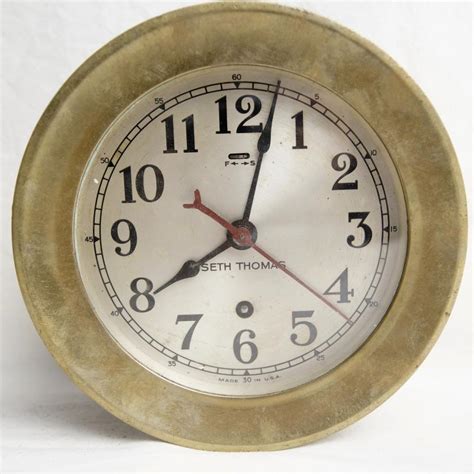 Sold Price Vintage Seth Thomas Brass Ships Clock Invalid Date Pst