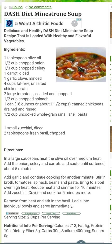 Dash Diet Minestrone Soup | Dash diet recipes, Dash diet, Dash recipe