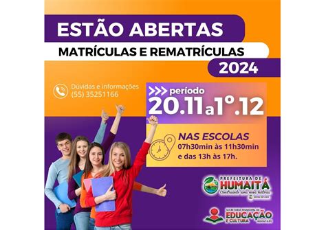 Inscrições Abertas Para Matrículas E Rematrículas Na Rede Municipal De