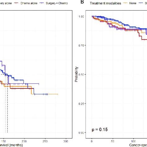 Kaplan Meier Survival Curves Stratified By Treatment Modalities Before