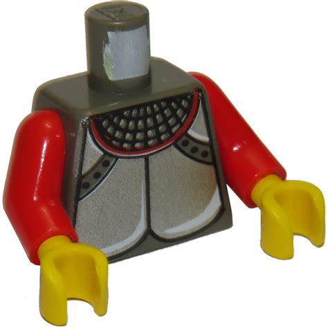 Lego Castle Torso With Silver Breastplate And Chainmail With Red Arms