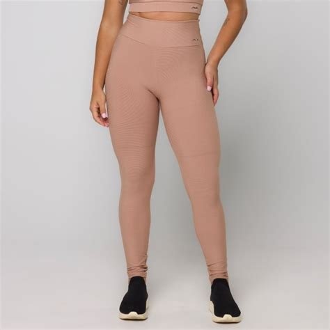 Cal A Legging Feminina Nude Tecido Canelado Bolso No C S Ava Fitness