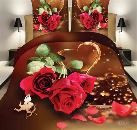 Roses Department Store 3d Red Rose Comforter Set Bedding Quilt Love