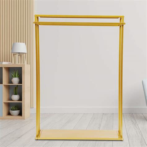 Yiyibyus Heavy Duty Gold Iron Floor Standing Clothes Rack With