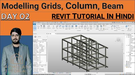 Day 02 Grids Column Beam Model In Revit Architecture 24x50 Home