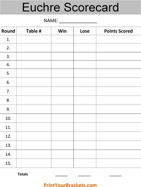 Euchre Score Cards - Template Free Download | Speedy Template