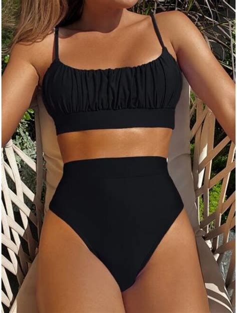 Buy Shein Ruched Bust High Waisted Bikini Swimsuit Online Topofstyle