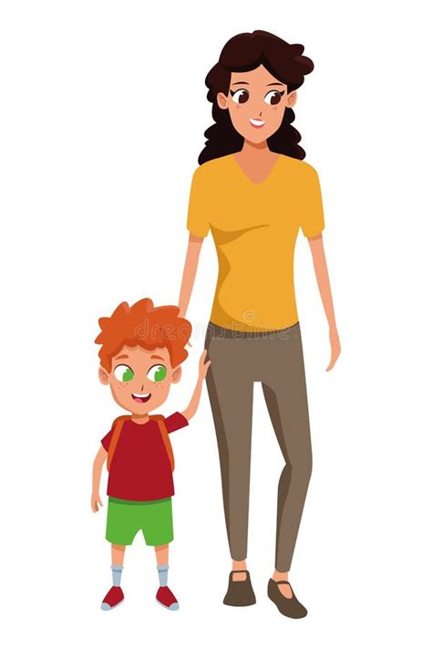 family single parent  children cartoon stock vector illustration