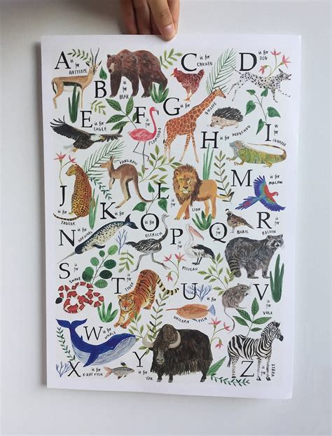 Animal Alphabet Print Art Print Abc Nursery Wall Art Etsy